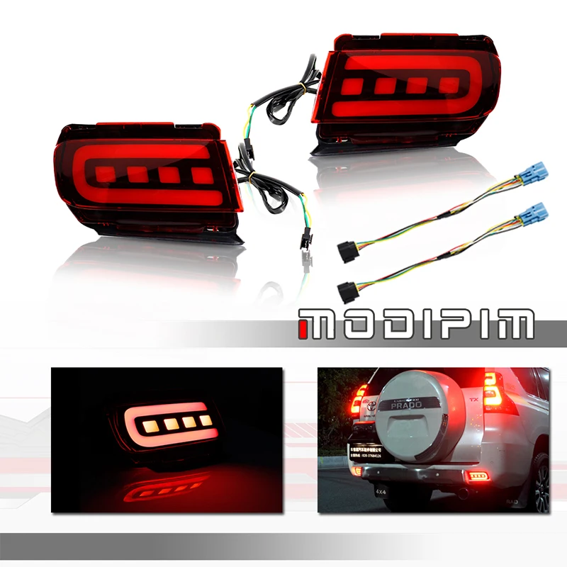 

Red LED Car Rear Bumper Reflector Tail/Brake/Signal & Fog Lights For 2010-2019 Toyota Land Cruiser Prado 150 LC150 FJ150 GRJ150