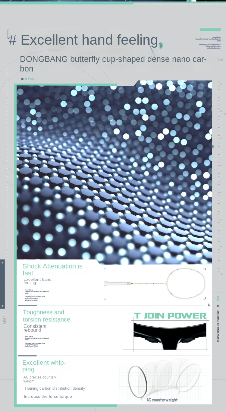 Description Picture 6 of itemKawasaki Badminton Racket Full Carbon Advanced Glory Star River Xinghe Galaxy Super Light Single Shot Wear Line