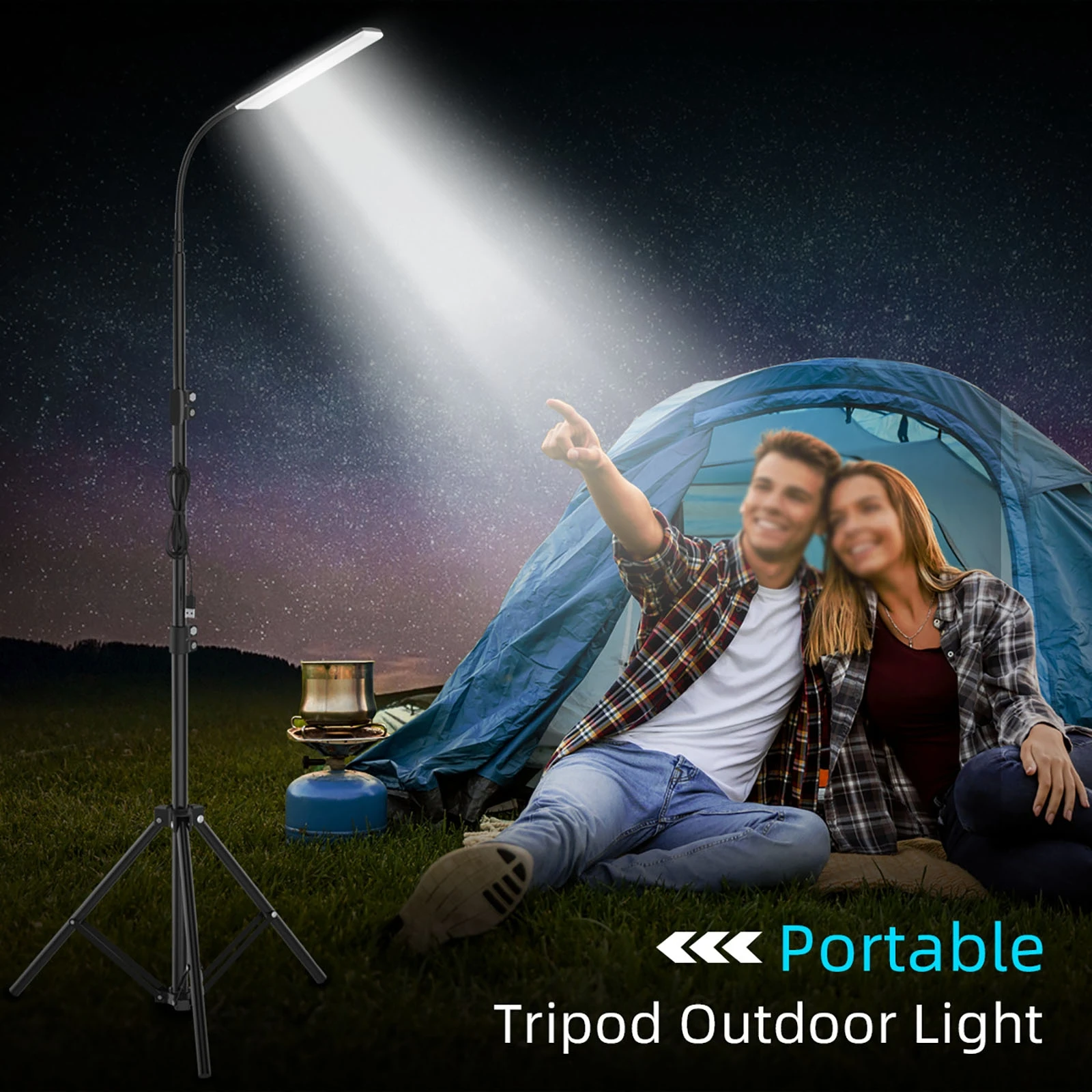 Camping Light Outdoor Tripod Adjustable Height Photography Stand Fill Light USB 5V Power Supply Charge for Camping BBQ