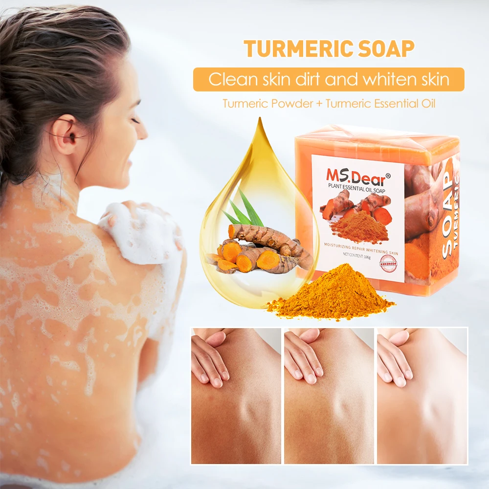 100g Natural Turmeric Soap Face Bath Cleansing Ginger Essential Oil Soap Ginger Antioxidant Deep Cleansing Turmeric for turmeric soap
