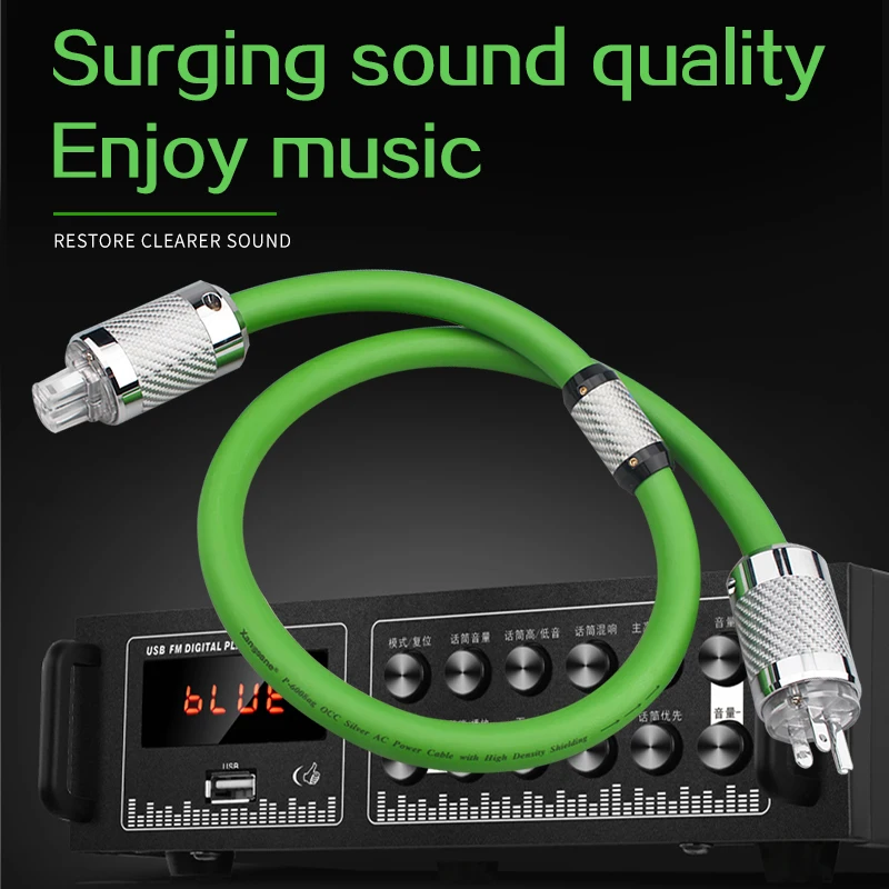 

HiFi 7N OCC посеребренный P-6008Ag Высокоточный аудио кабель питания IEC US/EU/AU из углеродного волокна с родиевым покрытием