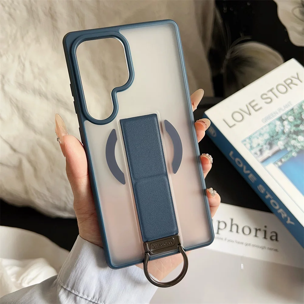 Faltbarer Magnetständer Matt Transparente Magnetische Handyhülle Für Samsung S26 S24 S25 Ultra S23 Plus Für Magsafe Frosted Slim Cover