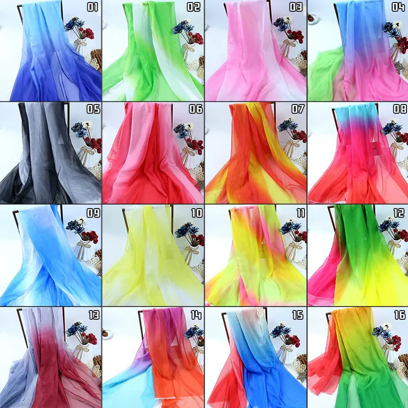 1M Rainbow Gradient Chiffon Fabric Tulle Shading Color Stage Clothing Material Diy Antique Hanfu Wedding Dress Sewing Accessorie