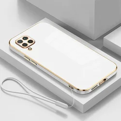 Luxury Square Plating Silicone Back Cover for Samsung Galaxy Phones (Gs6D White)