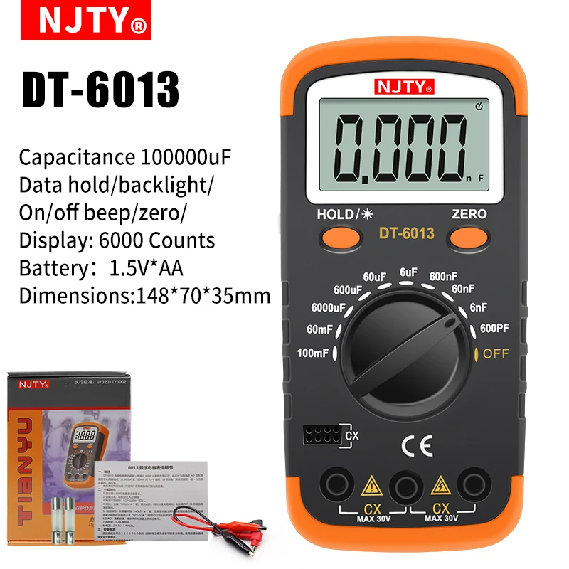 Professional Digital Capacimeter 6000 counts Capacitor Capacity Meter Lcr Tester 100000uF Capacitor High Precision Multimeter 5
