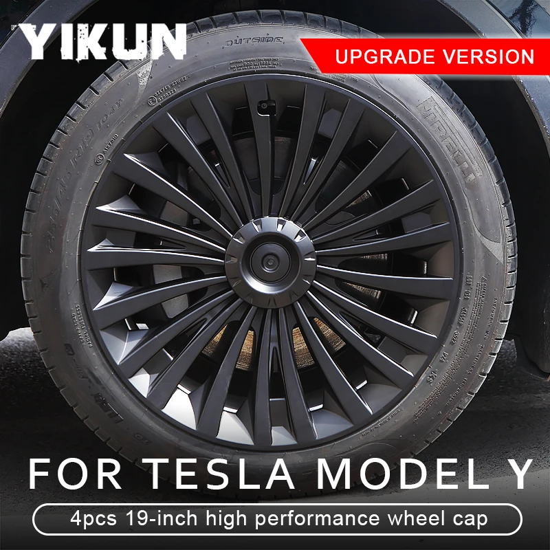 4PCS Hub Cap Performance Replacement Wheel Cap Automobile Full Rim Cover Accessories for Tesla Model y 19 Inch 2018-2023 Hubcap
