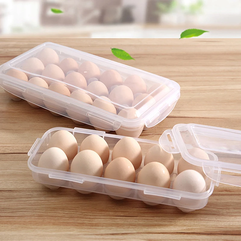 10/18/34 Grids Egg Storage Box With Lid Kitchen Refrigerator Egg Box Egg Drop Rack Egg Storage Box Fridge Egg Organizer Tray 5