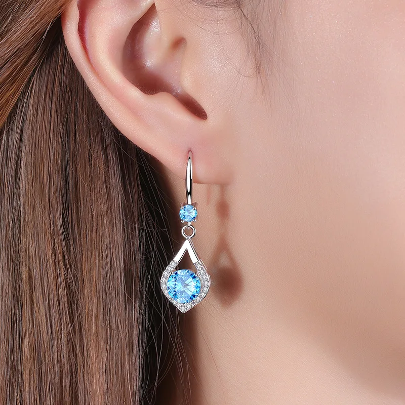 Fine Jewelry 925 Sterling Silver Earrings Inlaid With Zircon Crystal Flower Earrings Charm Jewelry For Women Gift Engagement Wed - 5