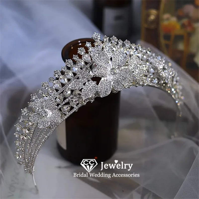 

CC Tiaras and Crowns Wedding Hair Accessories Women Headbands Bridal Hairwear Engagement Jewelry Crystal Coronets Party YQ222