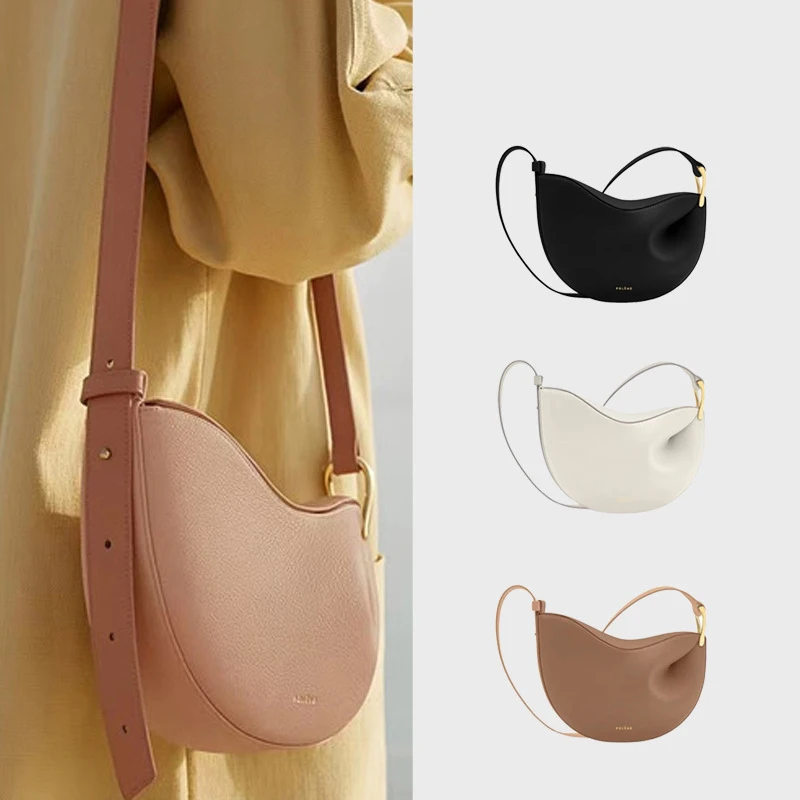 

Арахисовая сумка P paris, женская сумка через плечо из натуральной воловьей кожи с узором Личи, сумка-седло через плечо с полумесяцем тофу