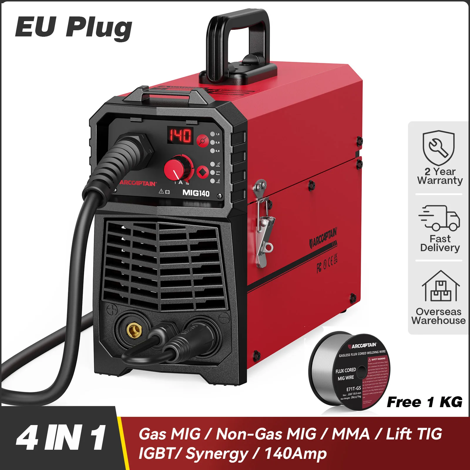 ARCCAPTAIN 4 in 1 MIG Welding Machine Portable Synergy Digital Contol ...