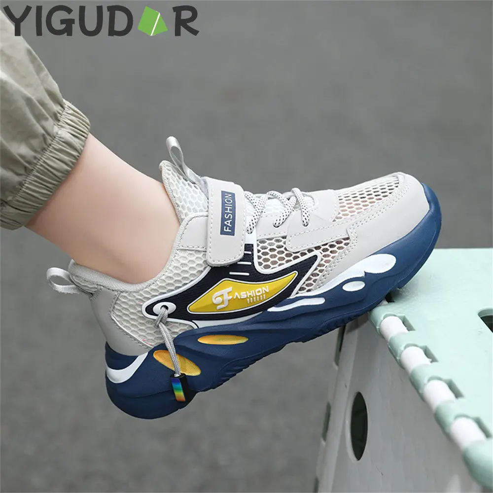 New Boys Running Shoes Autumn Models Leather Waterproof Children's Sneakers Boys Big Kids Shoes Mesh Breathabl Sports sneakers luminous multifunctional sports business men s leather waterproof quartz watch
