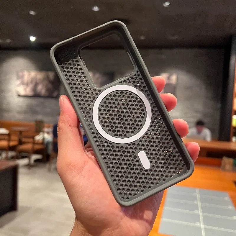 Advanced Heat Dissipation Magnetic Case with Honeycomb Vent Design - Shockproof and Wireless Charging Compatible Cover