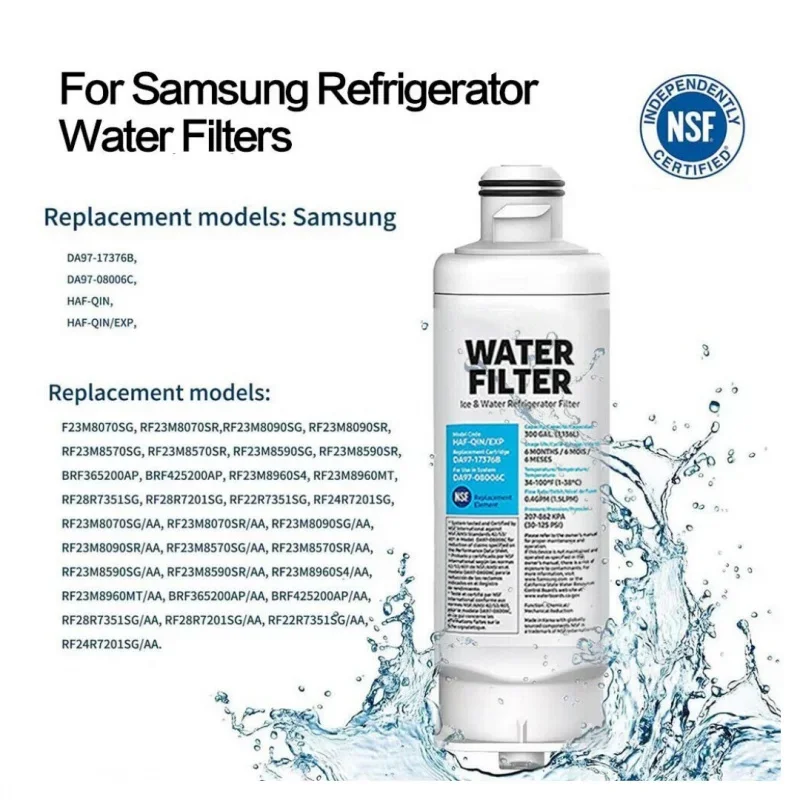 Water Filter Replacement DA97-17376b for Samsung Refrigerator haf-qin/exp haf-qin DA97-08006C etc.