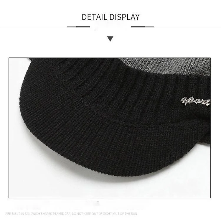 Knitted Beanie Hat For Men With Ear Protection For Autumn Winter_voghion.com