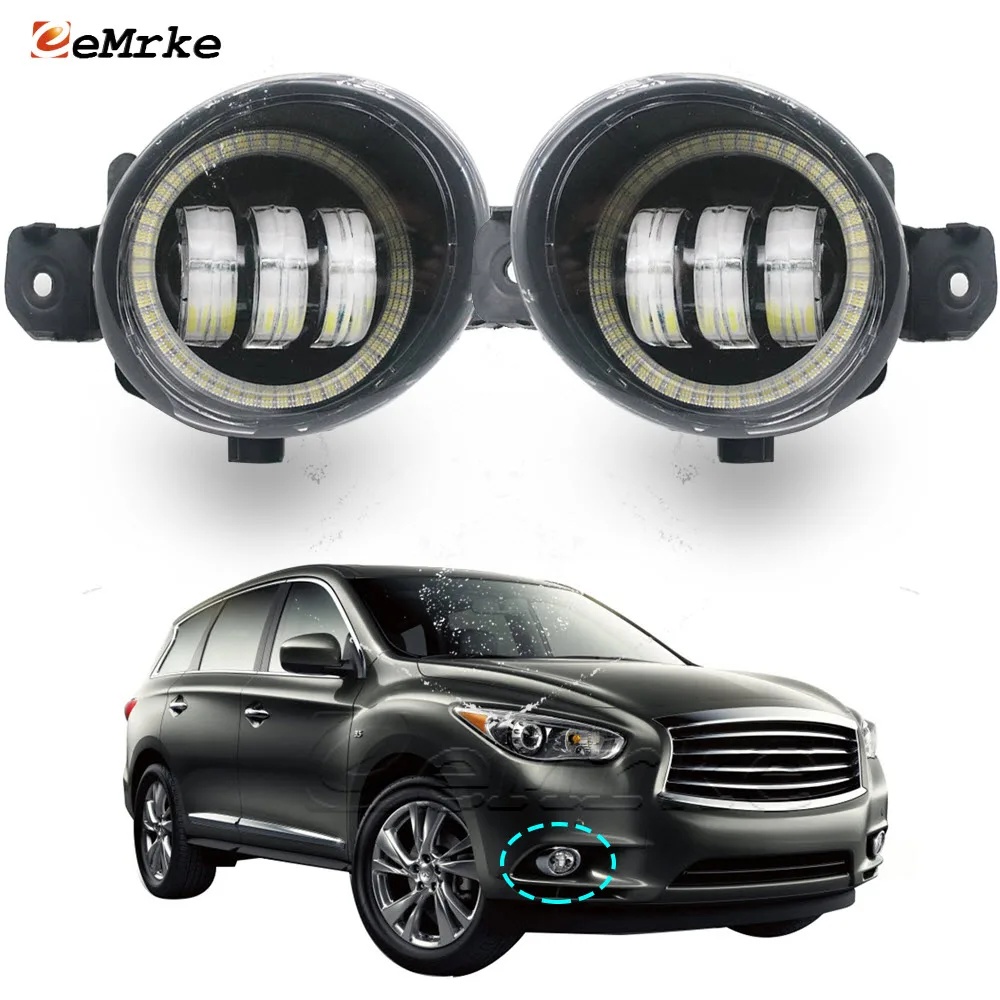 

2 Pieces LED Car PTF Fog Lights Assembly for Infiniti JX JX35 QX60 L50 2013 2014 2015 Angel Eye DRL Ring Daytime Running Light