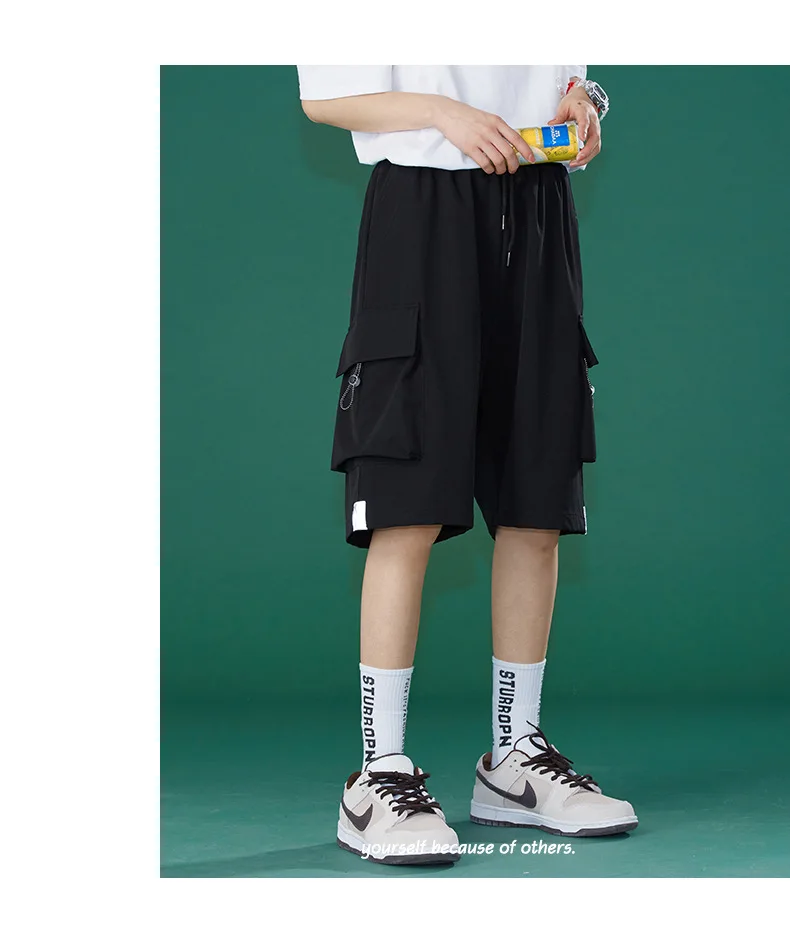 korean dress 2022 Summer New Overalls Shorts Women Handsome Drawstring Pocket Design Loose Five-point Pants zara shorts