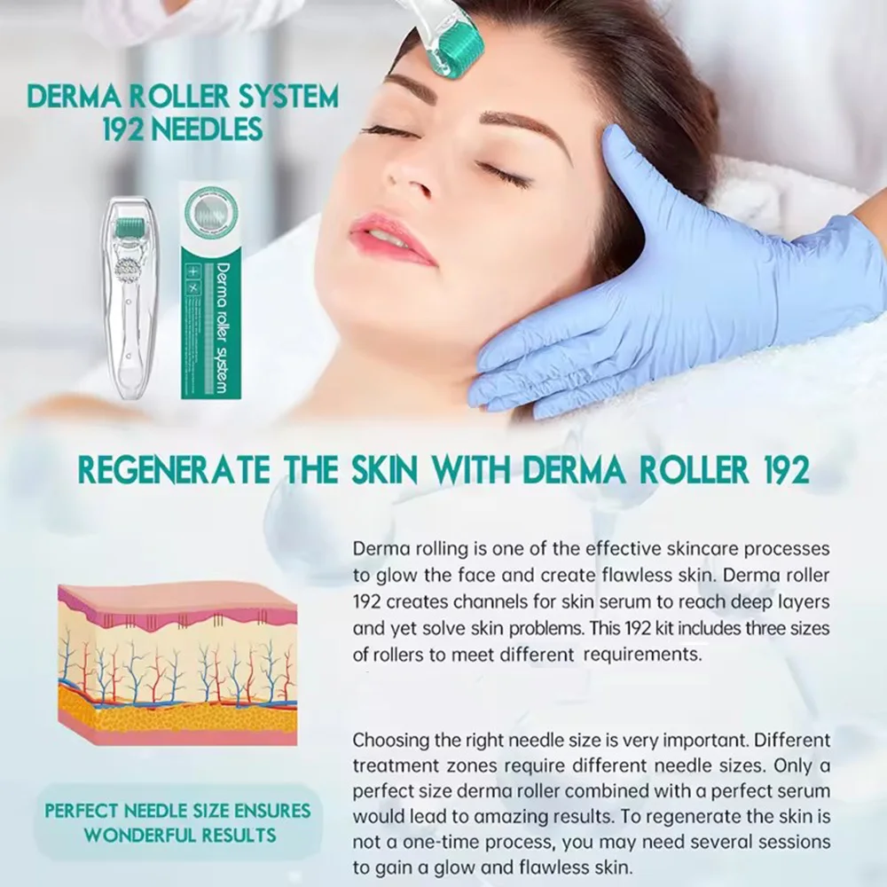 Derma Roller 192 pins Titanium Real Individual Needles Microneedling for Scalp Beard Hair Growth Deep Nourishing Massage