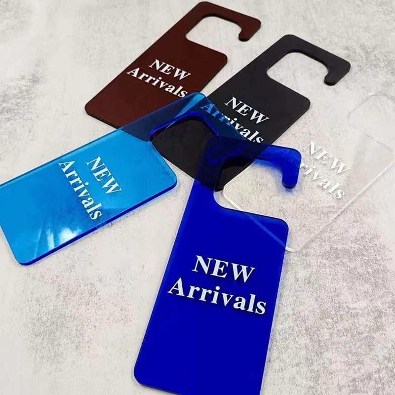 Transparent Acrylic Clothing Store Advertising Hang Tag sign holder Discount Promotion Colorful Hanging Display Board