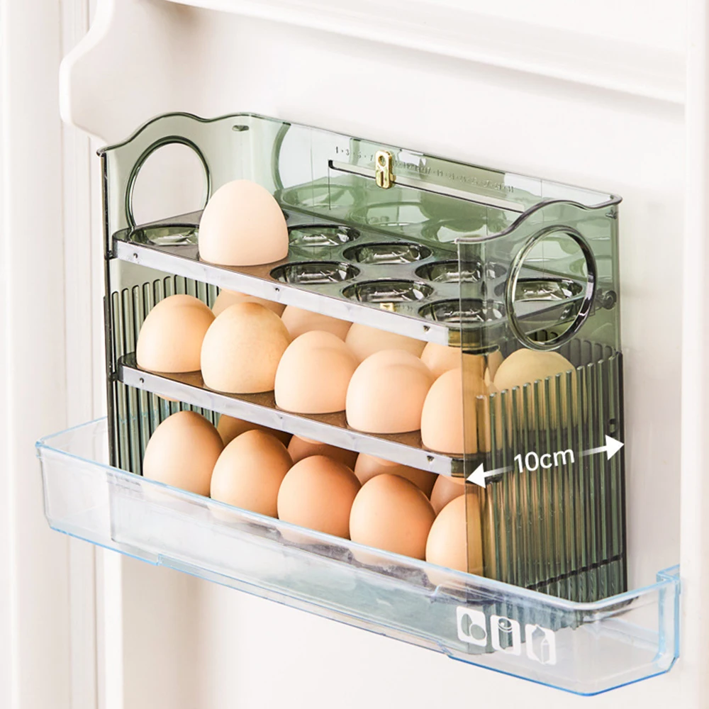 Upgrade Refrigerator Container Egg Rack - Portable Multi-layer Egg Tray Storage Box with BPA Free Reversible Timer 5