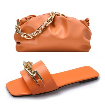 High Quality Purse And Handbag PU Leather Purses And Chain Sandals Sets Flat Shoes And Bag Set Matching Handbag For Women Luxury 1