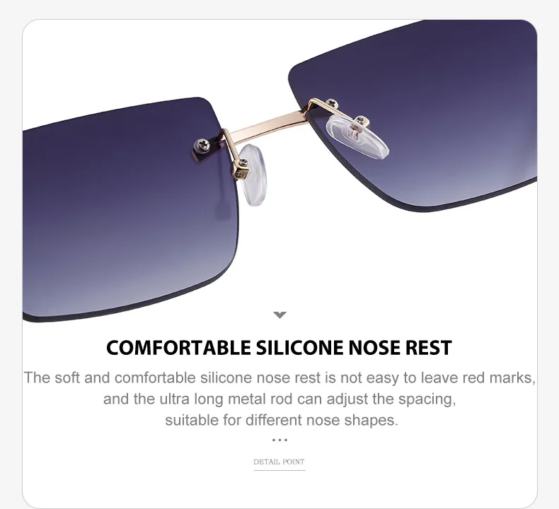 Retro Sonnenbrille Für Herren Quadratisch Randlos Leopard_voghion.com