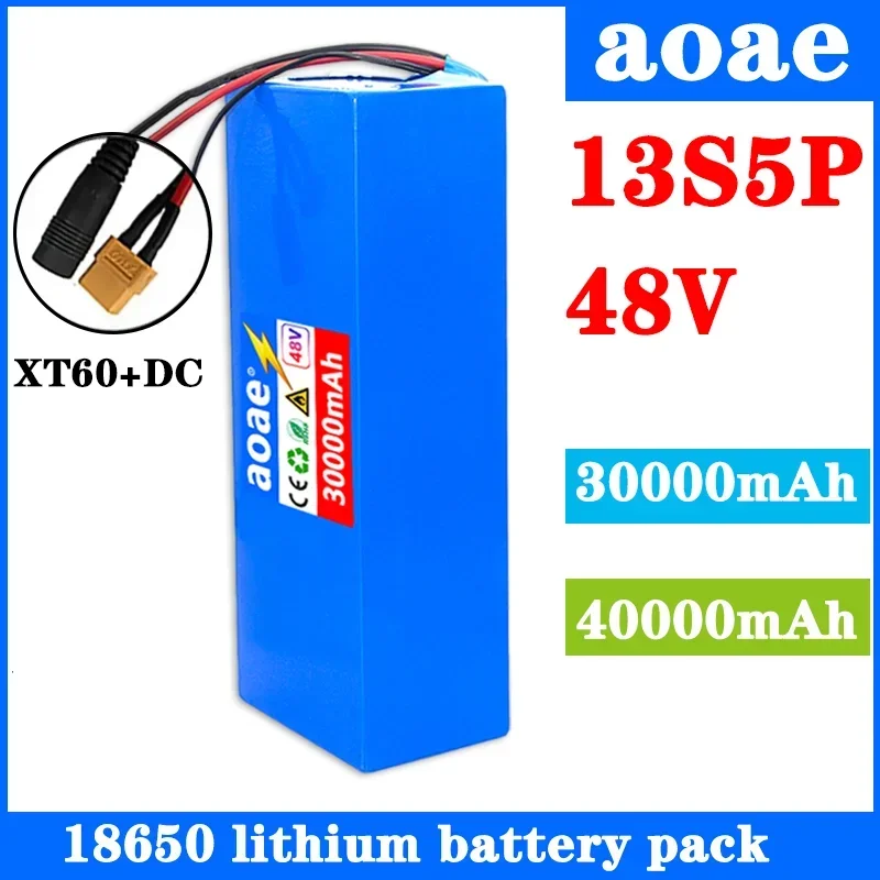 

New 48V 30Ah 40Ah 13S5P 18650 Lithium Battery Pack Suitable for electric scooters, mountain bikes 250-1000W+charger