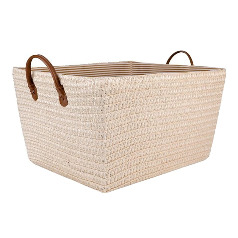 

Rectangular Woven Storage Basket Organizer Storage Baskets Reusable Sundries Book Toys Storage Box For Home