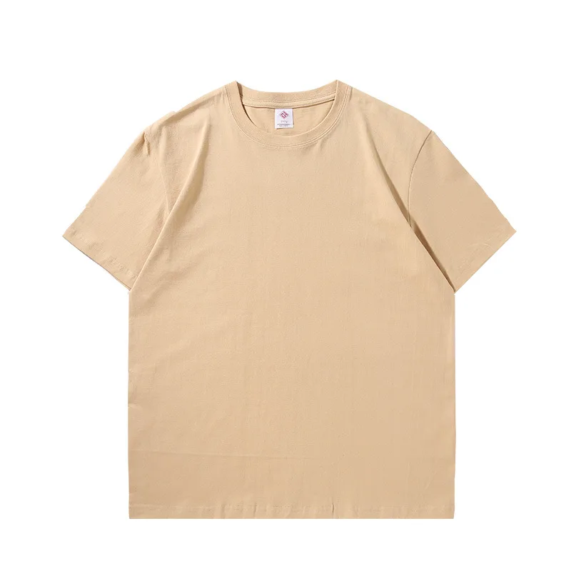 

Japanese cotton shirt short-sleeved t-shirt men and women solid color clothes T white clothes blank shirt simple o-neck puff