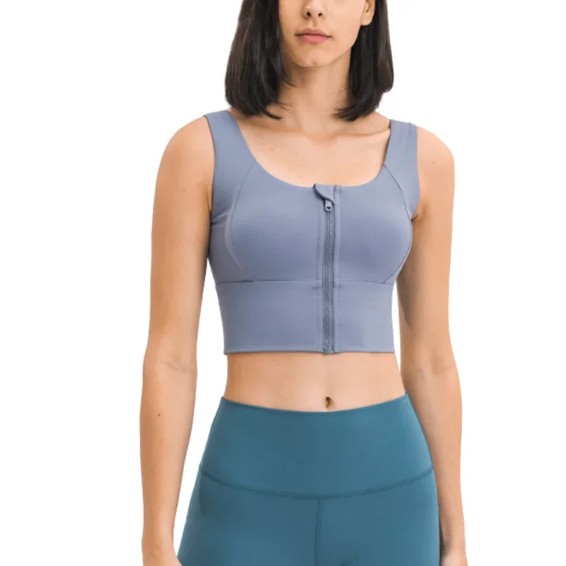Solid Color Yoga Tight Sports Bras For Women Women's Fitness Zipper Bra Sportswear Woman Gym Training Female Crop Top