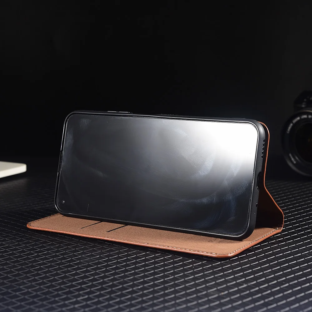 Elegant Vertical Line Leather Flip Case with Card Holder