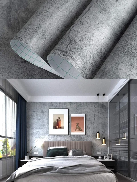 Totio Grey Concrete Wallpaper Peel And Stick Self Adhesive Wallpaper Cement  Textured Contact Paper Vinyl Wall Film Home Decor - Wallpapers - AliExpress