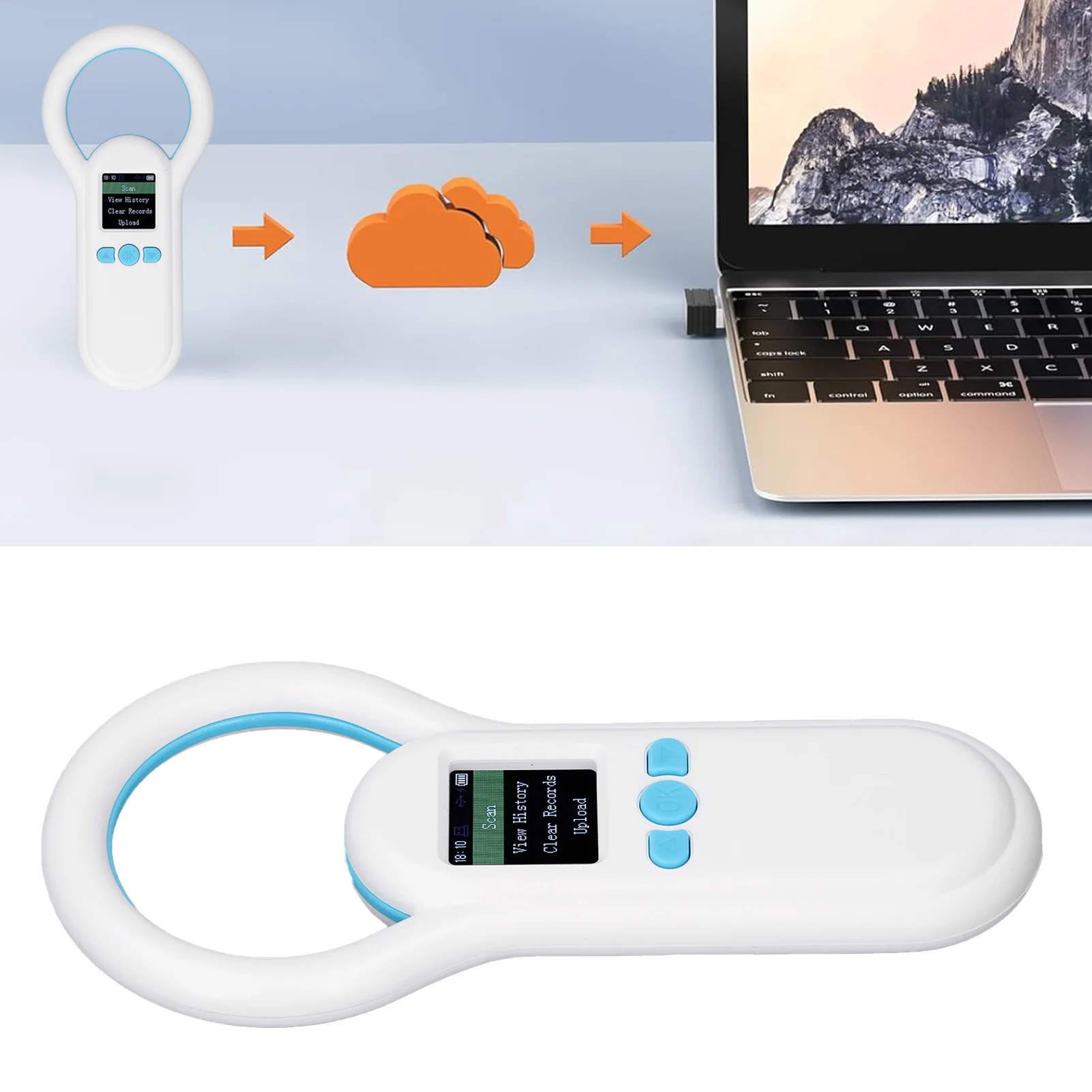 S20 Animal ID Scanner Pet Microchip Reader 500 Records Storage 134.2Khz 800mAh 0-80m Wireless Range for Railway Inspection