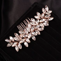 Crystal Rhinestone Hair Combs Rose Gold Silver Color Headpiece For Bride Women Wedding Hair Accessories Head Jewelry 3