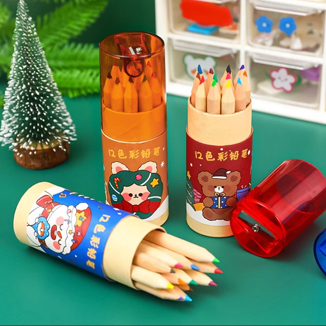 12 colori matite colorate natalizie matite per bambini carine matite per  penne da disegno Set forniture scolastiche per bambini regalo per bambini -  AliExpress