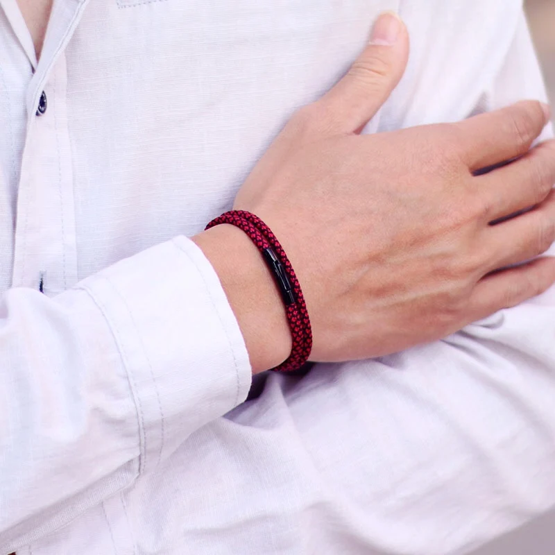 Stainless Steel Paracord Rope Bracelet for Men Camping Survival