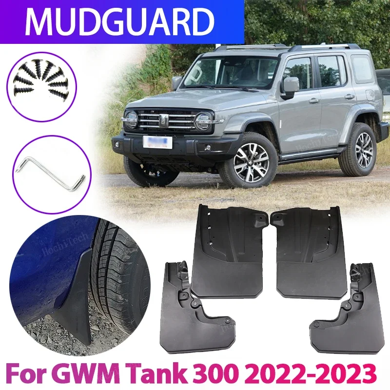 

4x Car Molded Mud Flaps Splash Guards Mudguards Front Rear Styling For GWM Haval Wey Tank 300 2022 2023 Mudflaps Splash Guards