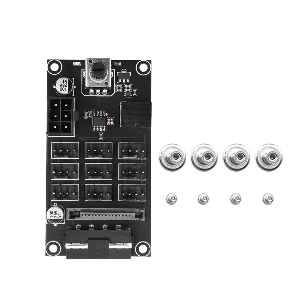 DC 12V 4-Wire PWM Fan Speed Controller 9-Way 4-Pin Fan Speed Controller Module 1 Adjustable For PC Heatsink fan speed controller