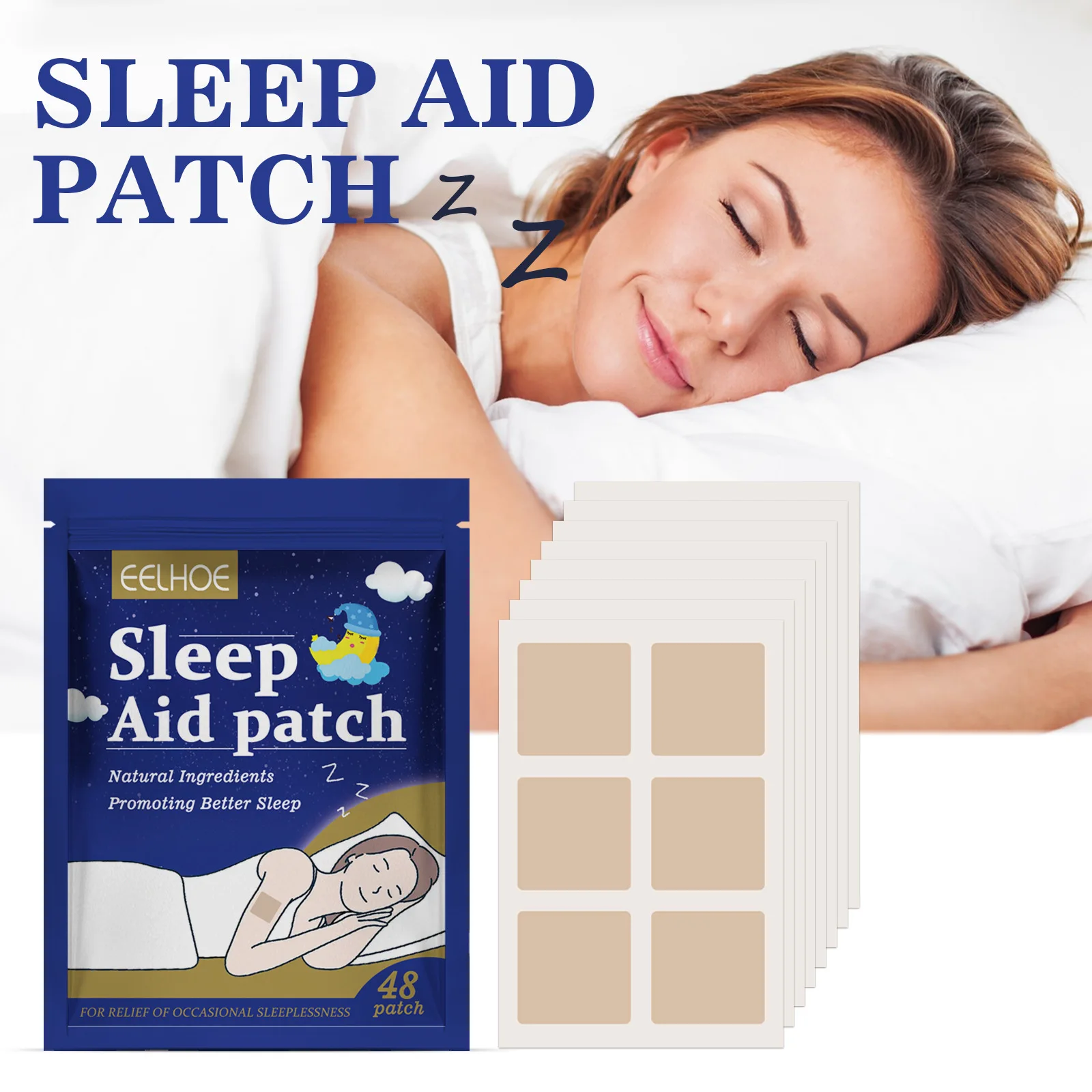 

Sleep Aid Patches Headache Treatment Relieve Anxiety Neurasthenia Soothing Plaster Body Relaxing Help Sleeping Sticker 48pcs/bag