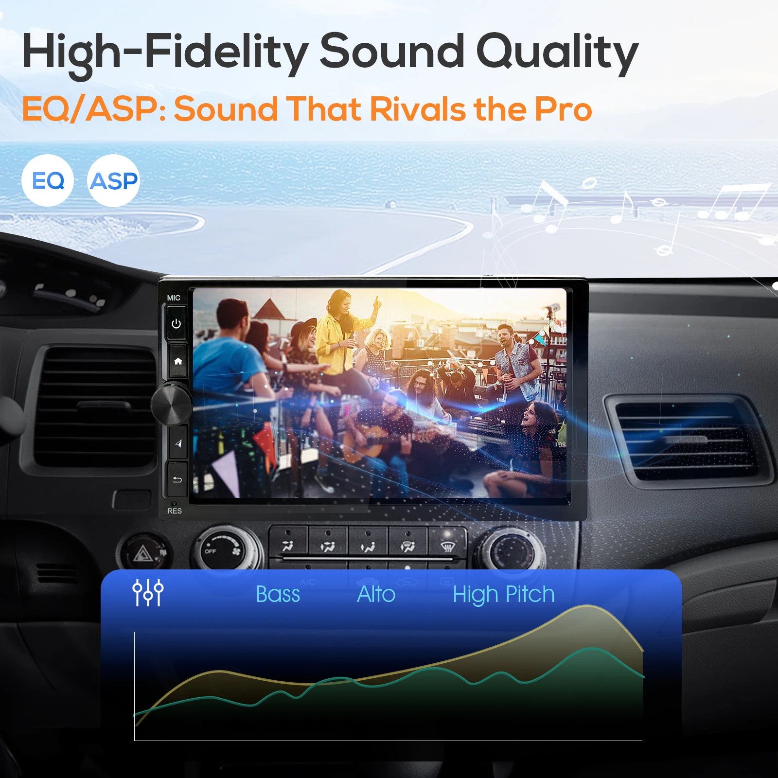 Autoradio Double DIN 7" Haudio Avec CarPlay/Android Auto Sans Fil, Bluetooth, Caméra De Recul, GPS, 2+64 Go