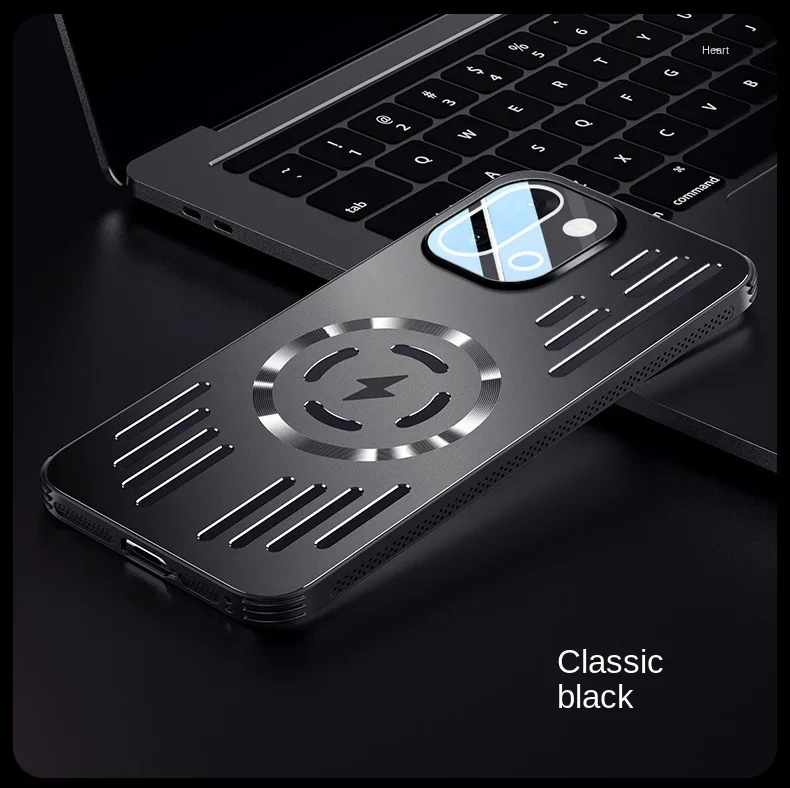 Premium Hard Metal Heat Dissipation Magnetic Wireless Charging Protective Back Cover Case
