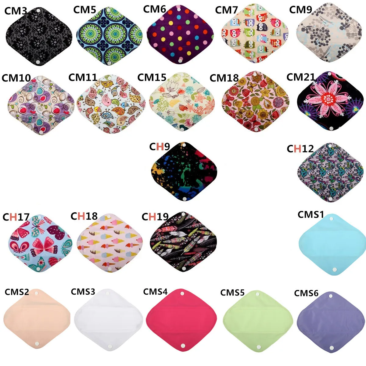 [Sigzagor] 1 Small S Panty Liner Bamboo Charcoal Menstrual Sanitary Mama Cloth Pad Reusable Washable 8in 20cm 26 Prints