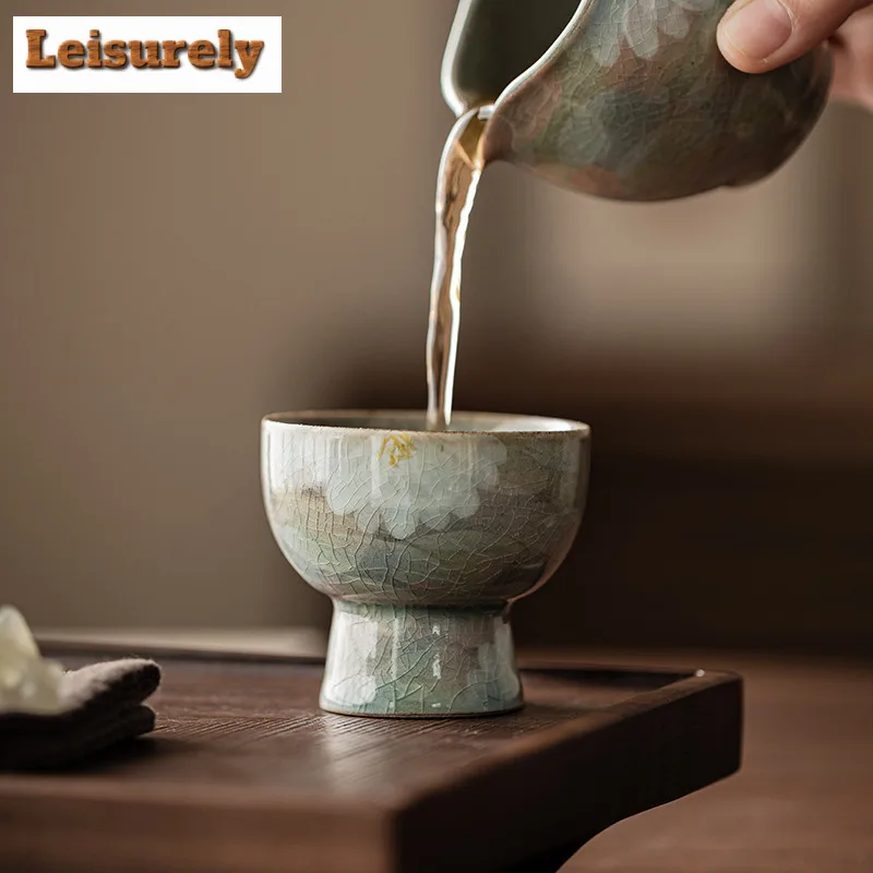 65ml Hand-painted Daisy High Footed Teacup Japanese Tea Bowl Mug Tea-tasting Fragrance Cup Jianzhan Master Cups Teaware Craft