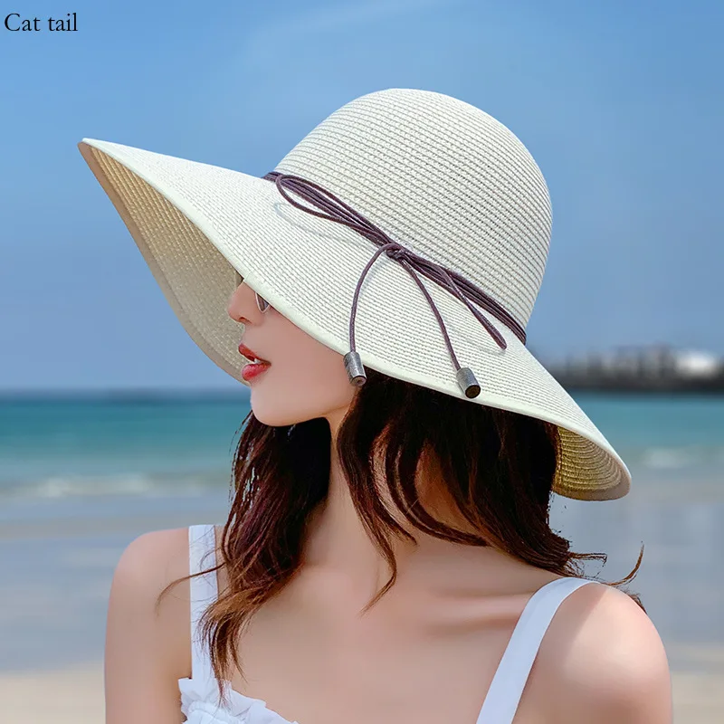 

Women's 2024 New Fashionable Foldable Beach Trendy Cool Big Cloth Hat Sunshade Hat Outdoor Travel Vacation Sunscreen Beach Hat