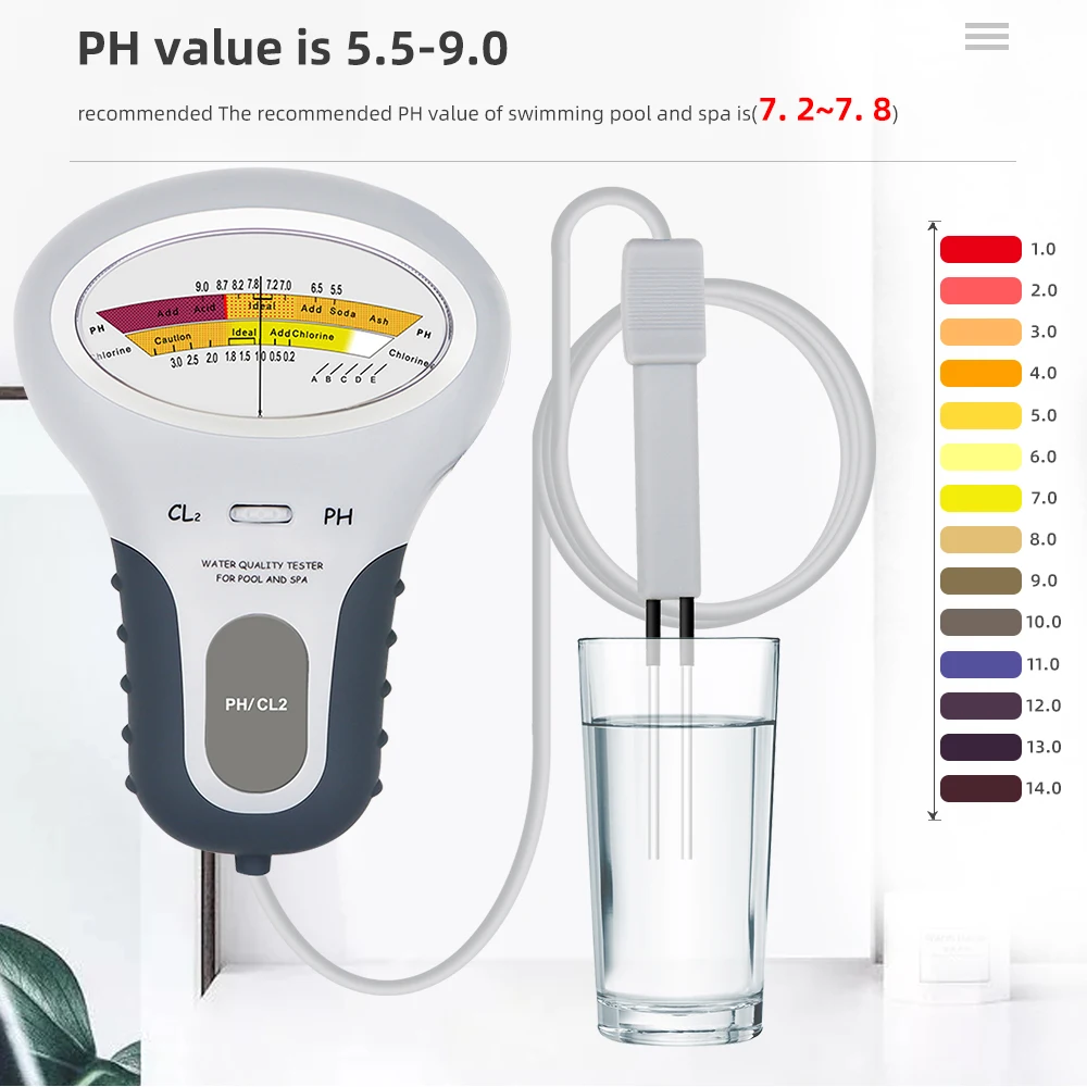 2 In 1 Chlorine Detector PH & CL2 Meter Swimming Pool Spa Chlorine Monitor Tester Aquarium Hot Spring Water Quality Tester 3