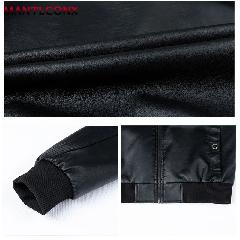 Description Picture 6 of itemLuxury Motorcycle Leather Jacket Men Windbreak Faux Leather Jackets for Men Autumn Winter PU Leather Coat Outerwear Black XL-3XL