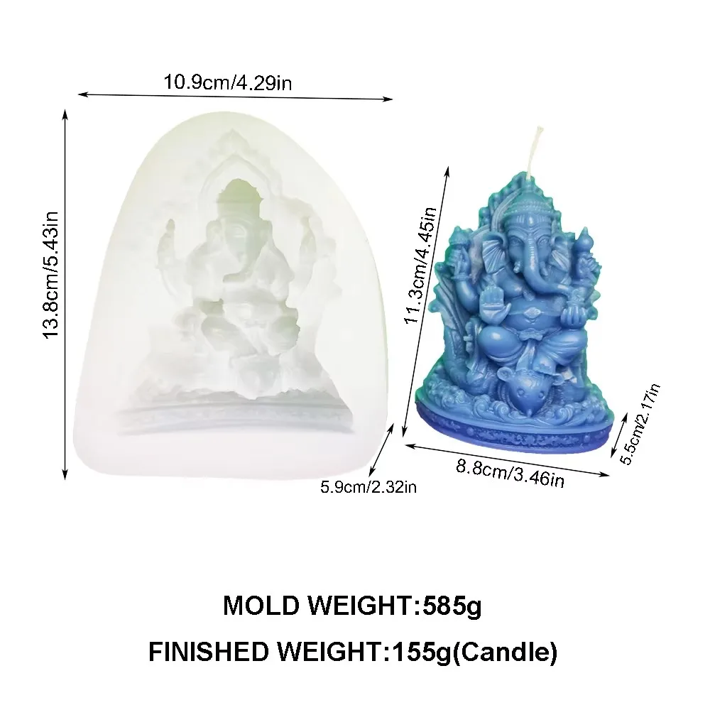 Indischer Elefant Stamm Gott Modell Kerze Form Gips Harz DIY Ganesha Silikonform Home Dekoration Handwerk Ton handgemachte Werkzeuge – Detail 10