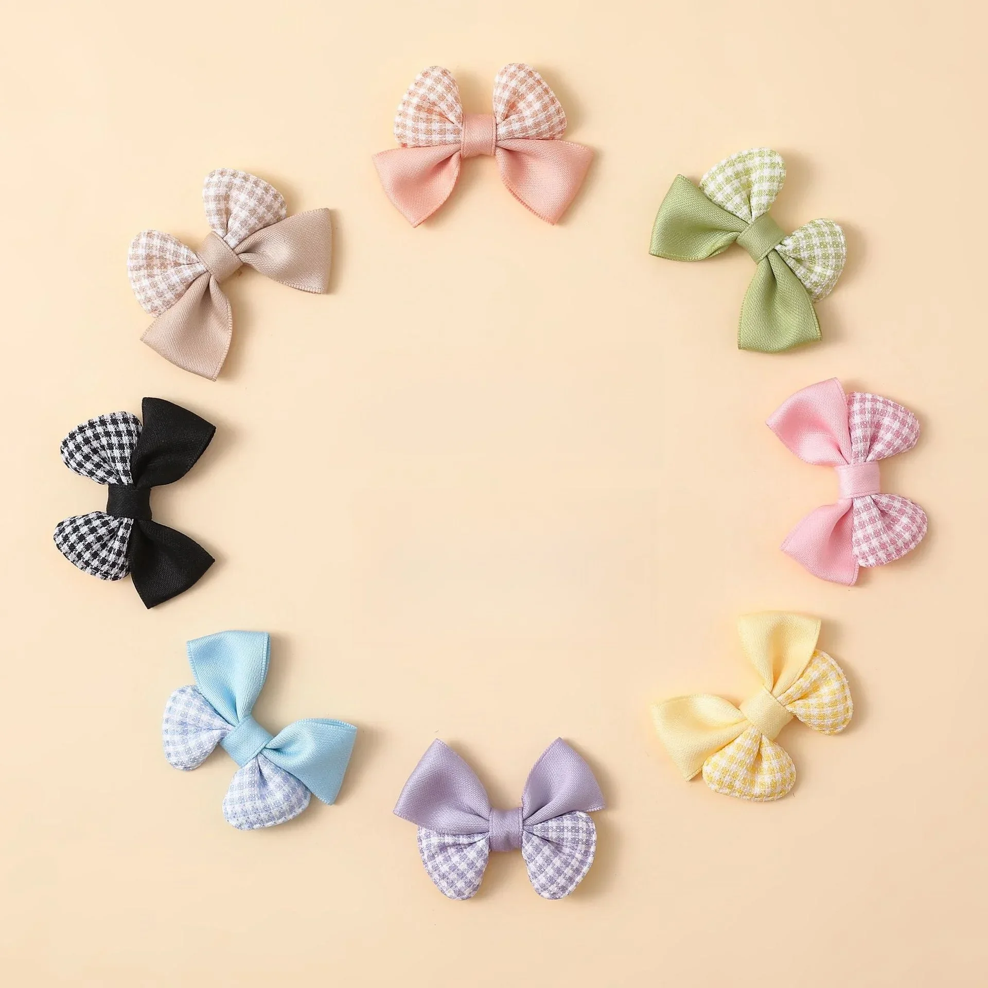 Plaid Color Matching Bow Appliques for Diy Wedding Dress Hat Clothes Outfit Coat Sewing Supplies Headwear Decor Corsage Floral