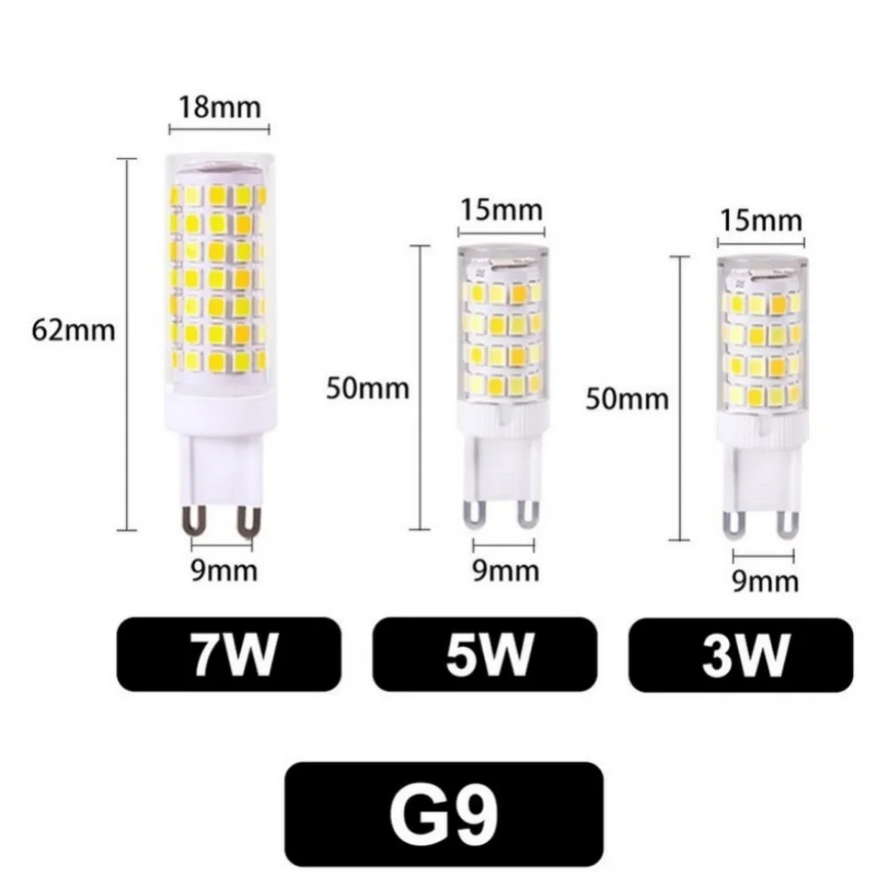 10 Pcs Super Bright G9 LED Lamp AC220V 3W 5W 7W Ceramic SMD2835 LED Bulb Warm/Cool White Spotlight replace Halogen light