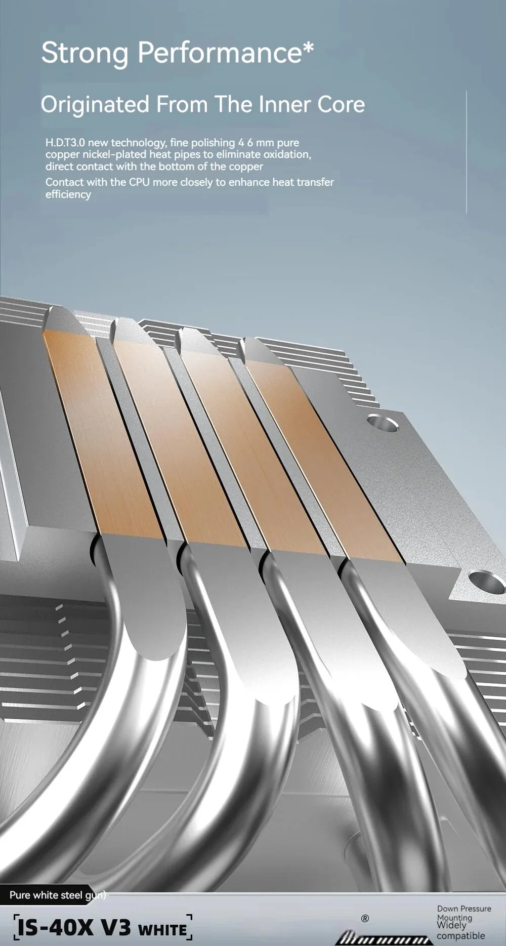 ID-COOLING ID IS-40X Low Profile CPU Cooler 4 Heat Pipes Downward Pressure Air C